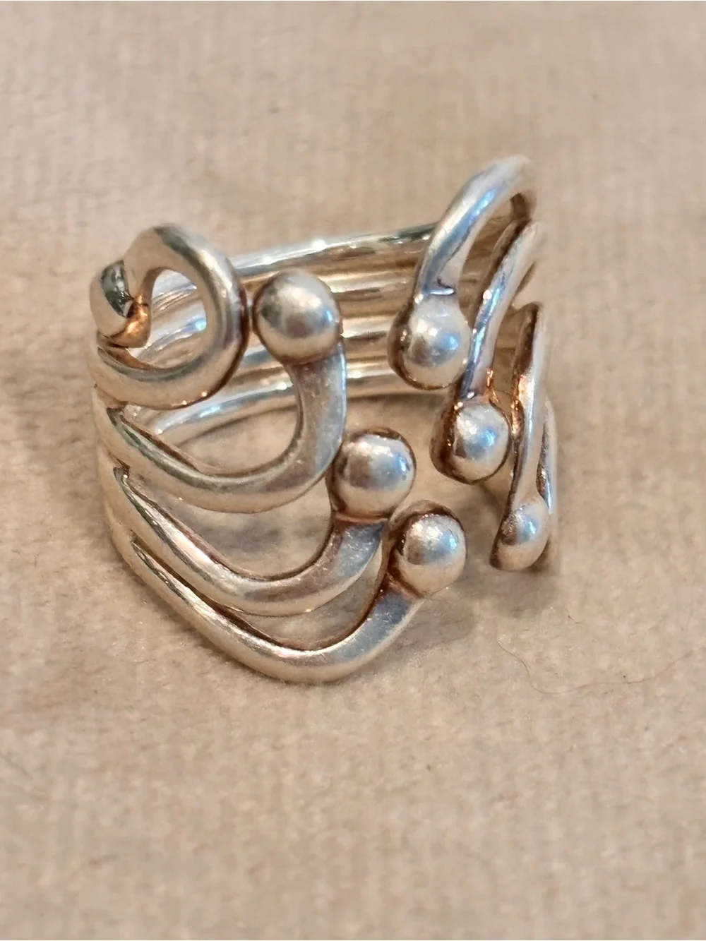 Vintage Designer 925 Sterling Silver Multi-Band Sculptural Ring - Size 6.5